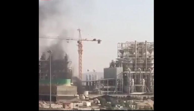 صورة متداولة في الإعلام الإيراني لانفجار المصنع