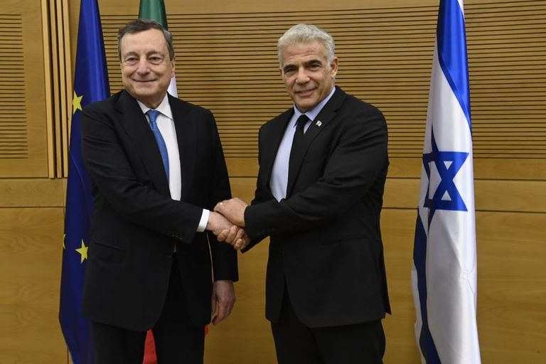 جانب من لقاء الرئيس الإسرائيلي ورئيس الوزراء الإيطالي