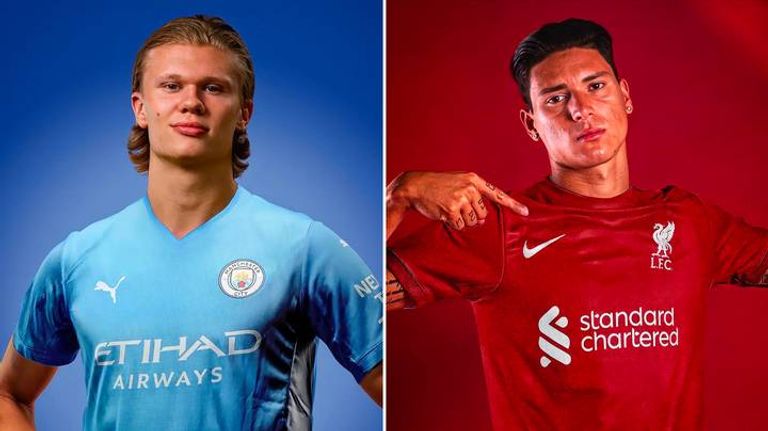 داروين نونيز وإيرلينج هالاند محمد صلاح نجم ليفربول