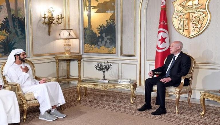 الرئيس التونسي خلال لقاء الشيخ شخبوط بن نهيان بن مبارك آل نهيان