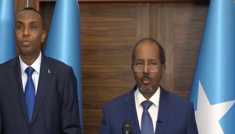 جانب من المؤتمر الصحفي بين الرئيس الصومالي ورئيس الوزراء