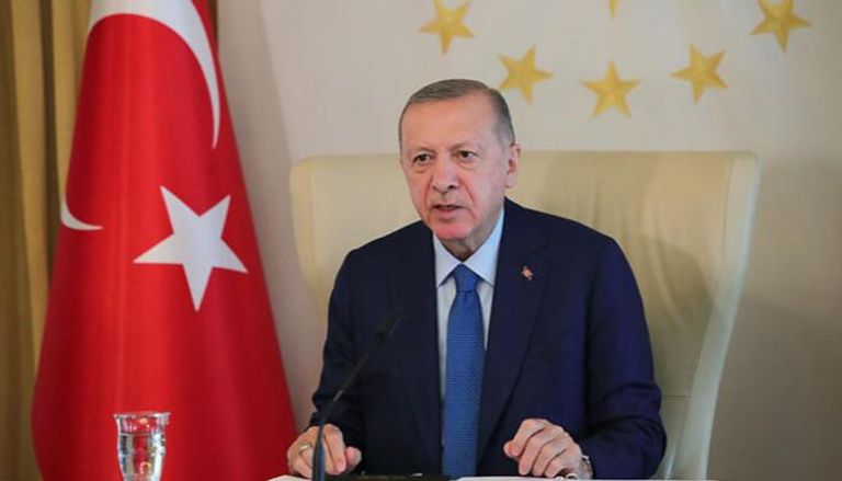 أردوغان خلال مشاركته بالمنتدى عبر اتصال مرئي