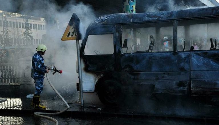 هجوم سابق على حافلة عسكرية بدمشق
