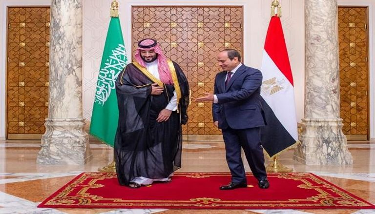 الرئيس المصري خلال استقبال ولي العهد السعودي