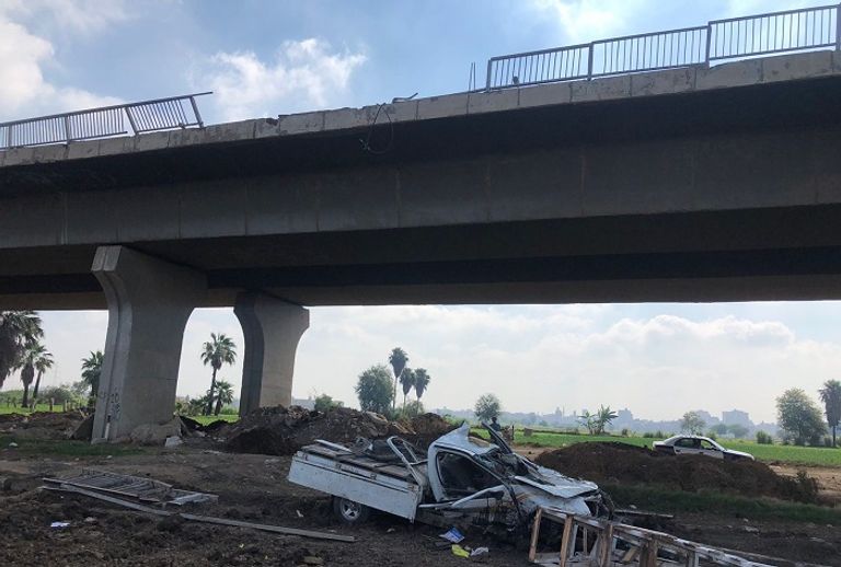 مقدمة سيارة الشاب تحطمت تماما- صورة متداولة