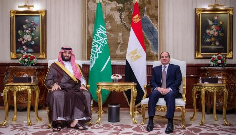 جانب من لقاء الرئيس المصري وولي العهد السعودي بالقاهرة 