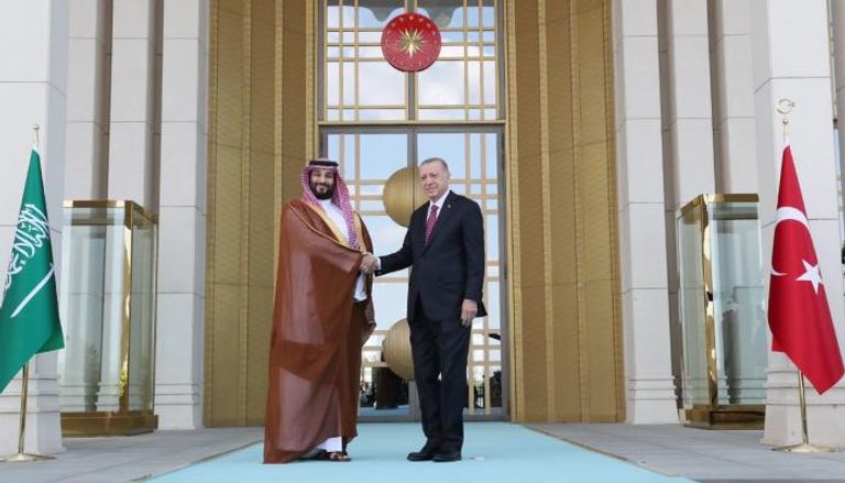  الرئيس التركي خلال استقبال ولي العهد السعودي 