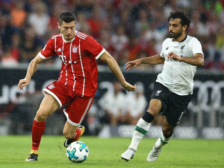 روبرت ليفاندوفسكي ومحمد صلاح يورجن كلوب مدرب ليفربول