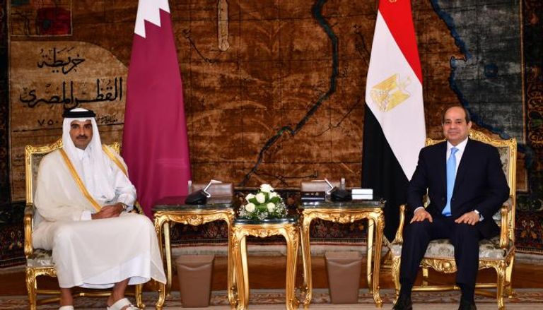 جانب من لقاء الرئيس المصري السيسي وأمير قطر تميم- الرئاسة المصرية