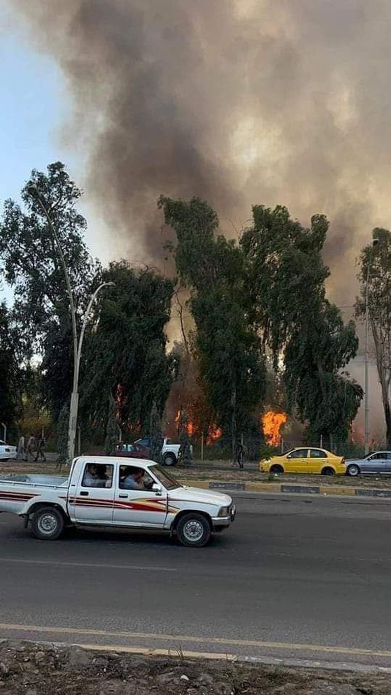 نيران متصاعدة في غابات الموصل