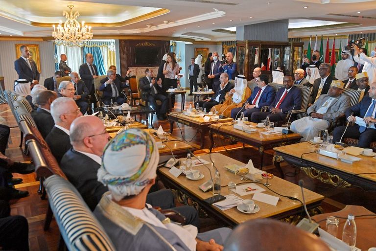 جانب من اجتماع وزراء الخارجية العرب في بيروت مؤتمر صحفي مشترك لعبدالله بوحبيب وأحمد أبوالغيط