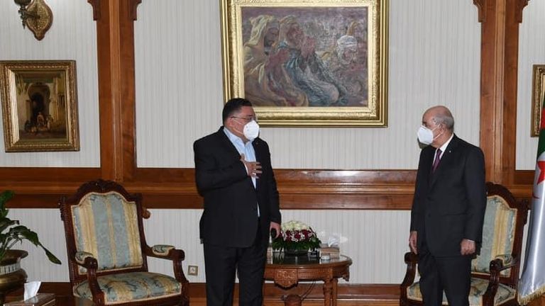 استقبال الرئيس الجزائري لرئيس حزب صوت الشعب لمين عصماني رئيس حزب صوت الشعب بالجزائر