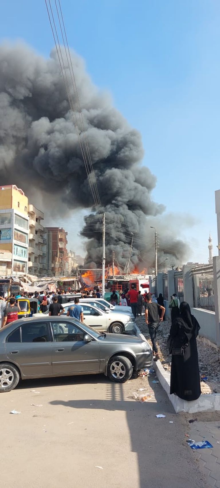 حريق في سوق القنطرة بالإسماعيلية بمصر