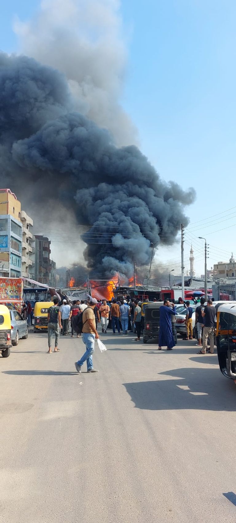 حريق في سوق القنطرة بالإسماعيلية بمصر