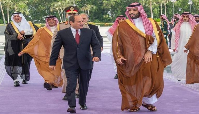 ولي العهد السعودي الأمير محمد بن سلمان بن عبدالعزيز يستقبل الرئيس المصري عبدالفتاح السيسي