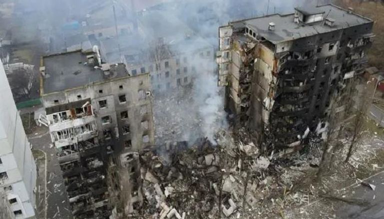 آثار قصف على أحد المواقع الأوكرانية - أرشيفية