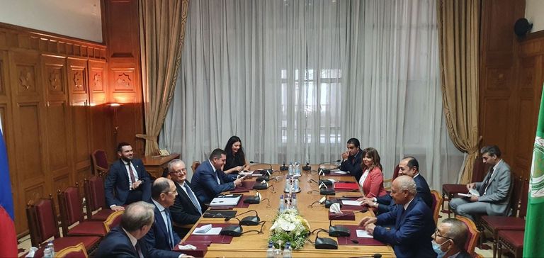 لقاء لافروف والأمين العام للجامعة العربية لافروف بمقر الجامعة العربية