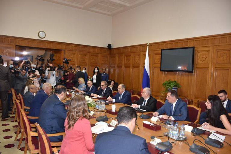 لقاء لافروف والأمين العام للجامعة العربية لافروف بمقر الجامعة العربية