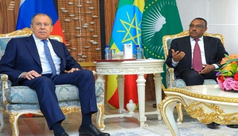 وزير الخارجية الإثيوبي خلال لقاء نظيره الروسي