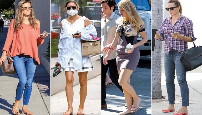 عدد من نجمات هوليوود يرتدين الحذاءات الصيفية