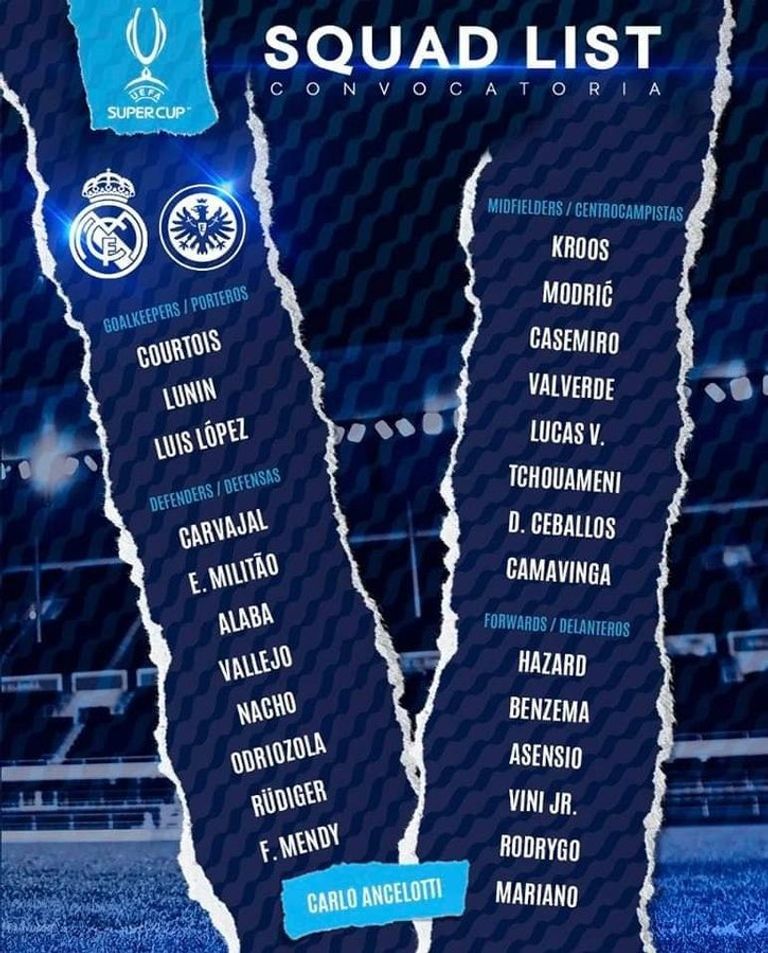 قائمة ريال مدريد أوريلين تشواميني وأنطونيو روديجر