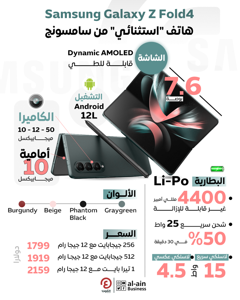 هاتف سامسونج الجديد Galaxy Z Fold 4