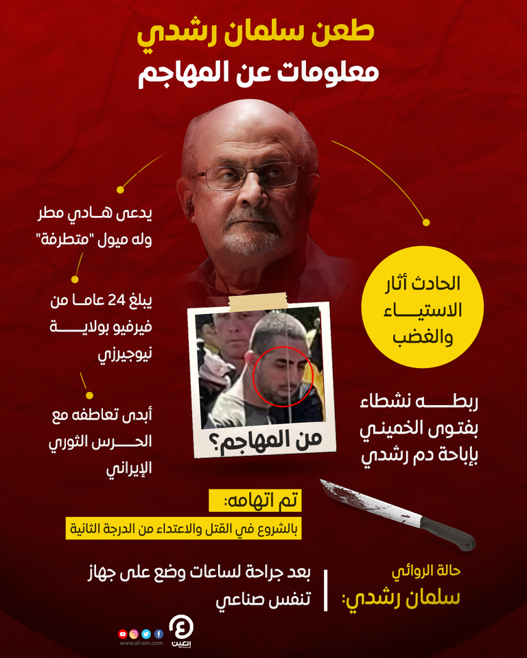 هناك اتهامات لإيران بالوقوف وراء طعن سلمان رشدي