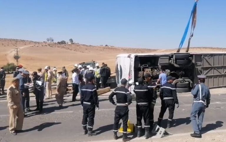 انقلاب حافلة نقل عام في المغرب