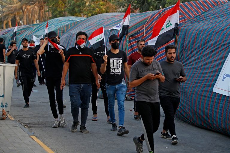 جانب من إعداد الوجبات في اعتصامي بغداد