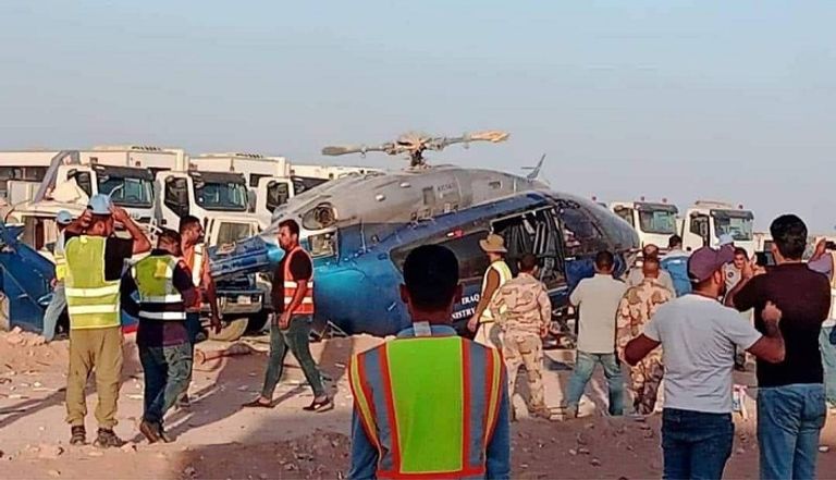 الطائرة المروحية عقب سقوطها