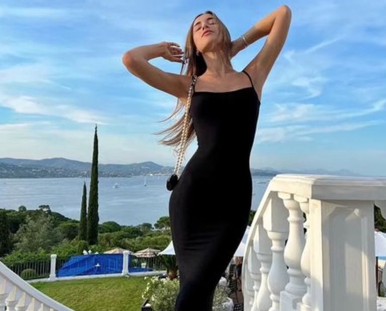 من اليمين، عارضة الأزياء مع طليقها الليبي، ليوناردو، القذافي