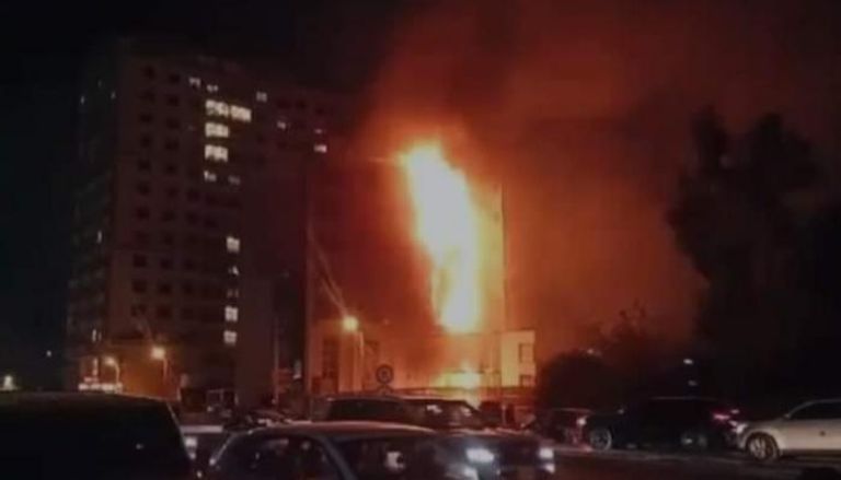 حريق داخل فندق في أربيل 