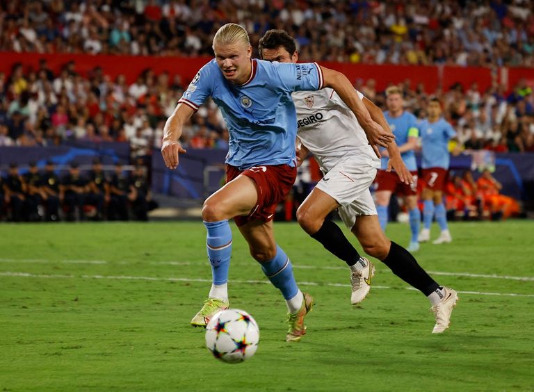 من مباراة إشبيلية ضد مانشستر سيتي في دوري أبطال أوروبا