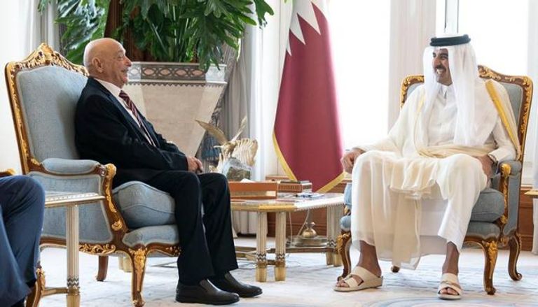 أمير قطر يستقبل عقيلة صالح