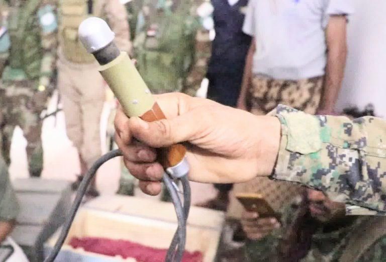 المتفجرات بعد ضبطها في أبين