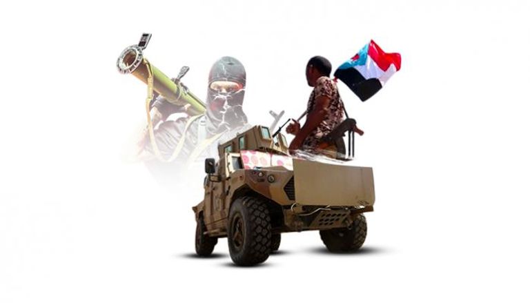 عناصر من القوات الجنوبية خلال تقدمها في أبين لتصفية أوكار الإرهاب