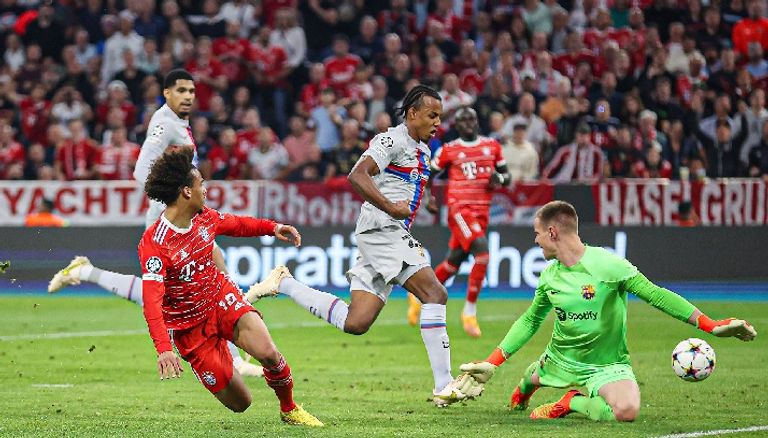 ليروى ساني يسجل في برشلونة عثمان ديمبلي وليروي ساني