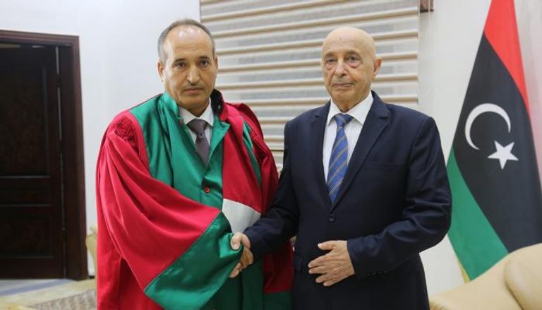 عقيلة صالح مع رئيس المحكمة الليبية العليا الجديد