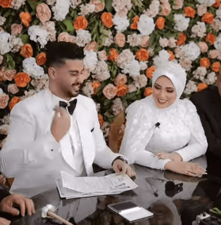 صورة من عقد قران زينة وأحمد إبراهيم