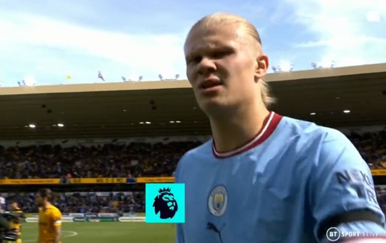 نظرة غضب من هالاند إيرلينج هالاند ضد ولفرهامبتون