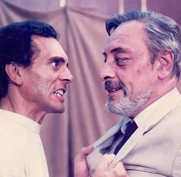 محمد صبحي وجميل راتب الفنانان المصريان جميل راتب ومحمد صبحي