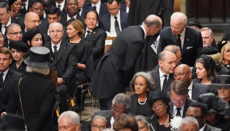 الرئيس الأمريكي جو بايدن خلال جنازة الملكة