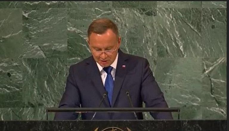 الرئيس البولندي أندريه دودا خلال كلمته بالأمم المتحدة