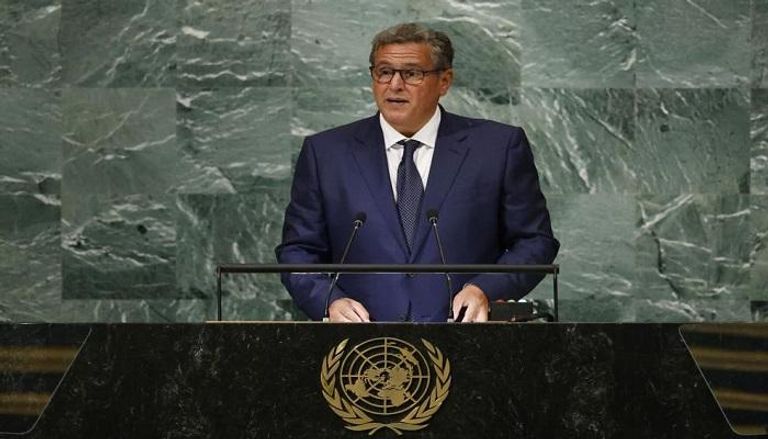 رئيس وزراء المغرب عزيز أخنوش خلال كلمته بالأمم المتحدة