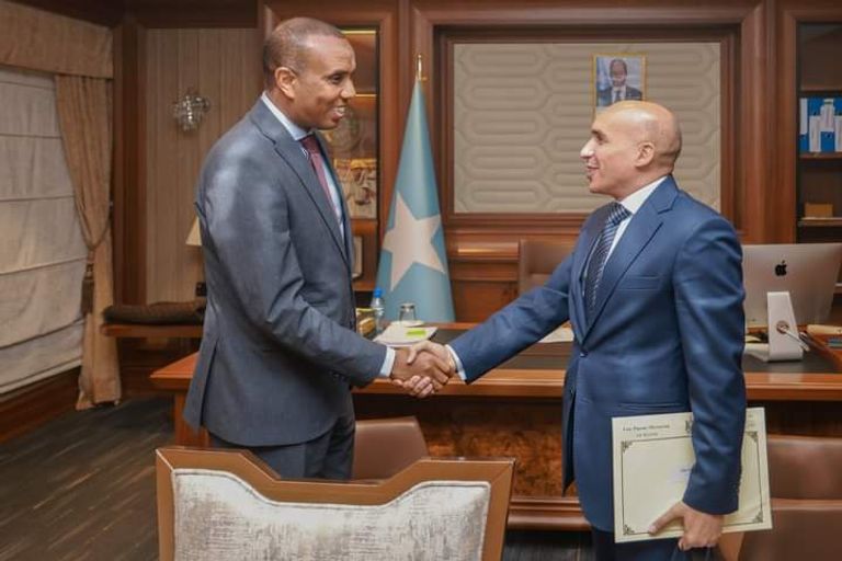 جانب من لقاء رئيس وزراء الصومال والسفير المصري