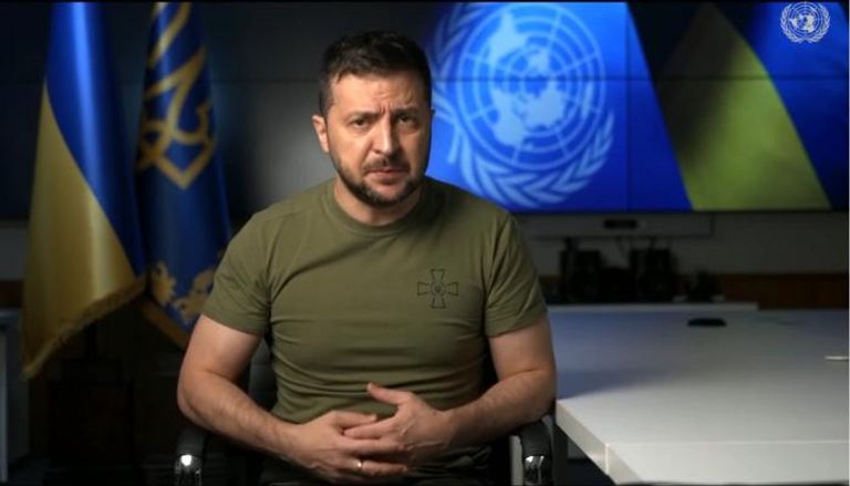 الرئيس الأوكراني خلال كلمته بالفيديو أمام الجمعية العامة للأمم المتحدة