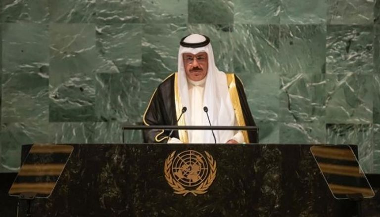 رئيس الوزراء الكويتي الشيخ أحمد النواف الأحمد الصباح خلال كلمته بالأمم المتحدة