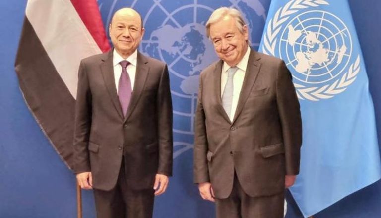 الأمين العام للأمم المتحدة ورئيس المجلس الرئاسي اليمني 