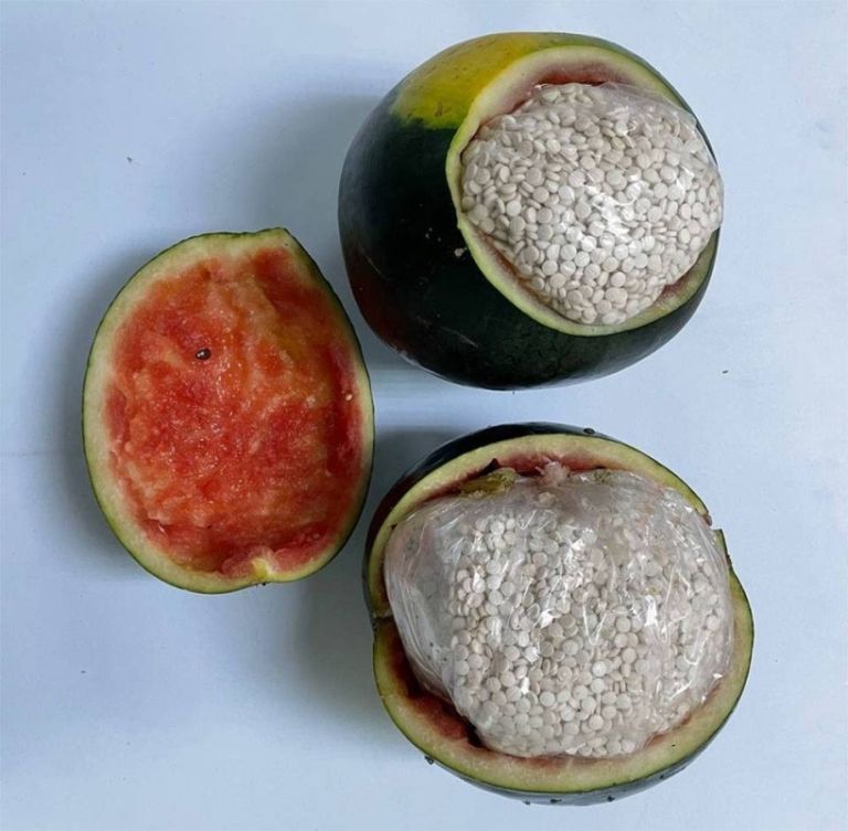 الأقراص المضبوطة داخل البطيخ