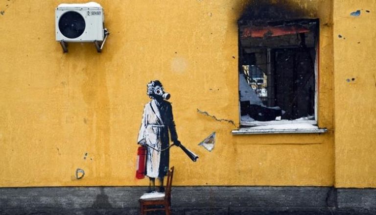 الجدارية للفنان بانكسي قبل سرقتها- رويترز